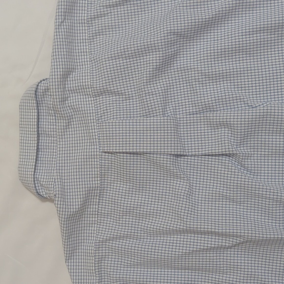 Van Heusen Grid Pattern Button Down Shirt, Color White/Blue Size 16 - Picture 10 of 14
